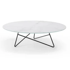 Viadurini Living Moderne Couchtische-Runder Couchtisch für Wohnzimmer aus Metall und Glas mit luxuriösem Marmoreffekt - Magali