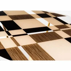 Viadurini Living Esstische Nach Mass|Esstische-Runder Couchtisch Ozzy mit Glasplatte und Intarsien, italienisches Design