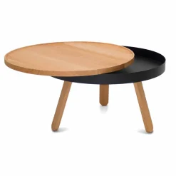 Viadurini Living Moderne Couchtische-Runder Design-Couchtisch aus Massivholz und Metall - Salerno