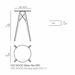 Vondom Garten Beistelltisch-Runder Design-Stehtisch aus Holz und HPL, 4 Stück - Faz Wood von