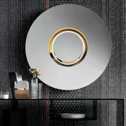 Viadurini Decor Wandspiegel-Runder Design-Wandspiegel aus goldenem Metall, Luxus Made in Italy - Merale