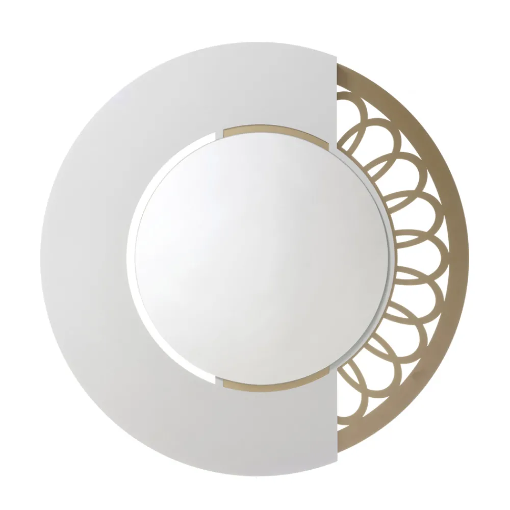 Viadurini Living Standspiegel-Runder Eisenspiegel mit Seitendekoration, hergestellt in Italien – Vorhängeschloss