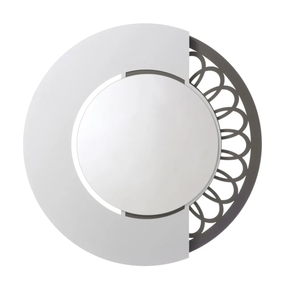 Viadurini Living Standspiegel-Runder Eisenspiegel mit Seitendekoration, hergestellt in Italien – Vorhängeschloss