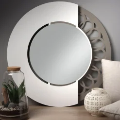 Viadurini Living Standspiegel-Runder Eisenspiegel mit Seitendekoration, hergestellt in Italien – Vorhängeschloss