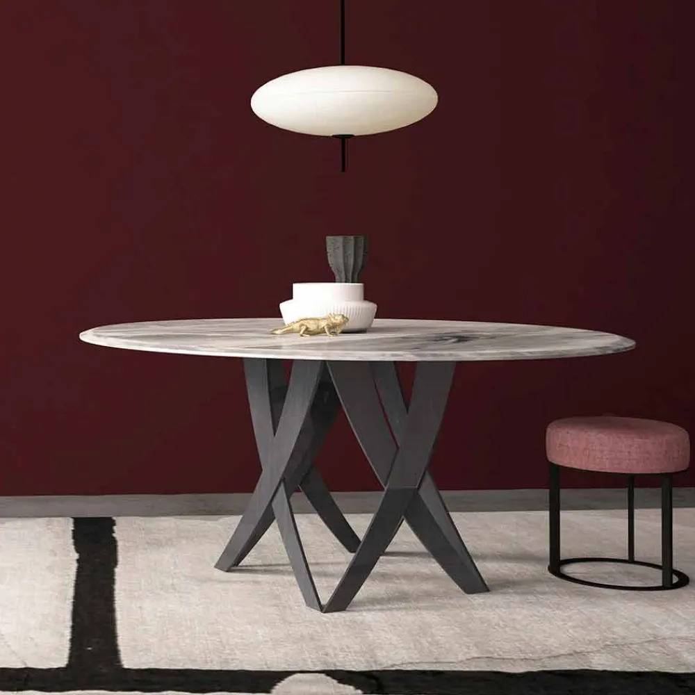 Viadurini Living Esstische Nach Mass|Runde Tische-Runder Esstisch ø 140 cm aus Marmor Imperial Grey – Montereale