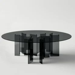 Viadurini Living Esstische Nach Mass|Esstische-Runder Esstisch aus extraklarem oder Rauchglas Made in Italy - Thommy