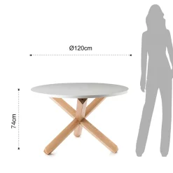 Viadurini Living Runde Tische-Runder Esstisch aus mattweißem Mdf und Massivholz - Dante