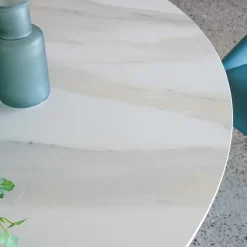 Viadurini Living Runde Tische-Runder Esstisch aus polierter Florim-Keramik und Stahlgestell – Denali