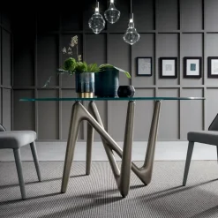 Viadurini Living Runde Tische-Runder Esstisch aus transparentem Glas und Polyurethanbeinen - Stalto