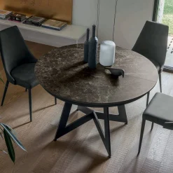 Viadurini Living Runde Tische-Runder Esstisch ausziehbar auf 270 cm aus Keramik Made in Italy - Muschio