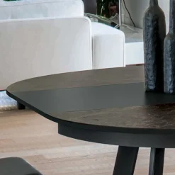 Viadurini Living Runde Tische-Runder Esstisch ausziehbar auf 270 cm aus Keramik Made in Italy - Muschio