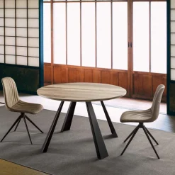 Viadurini Living Runde Tische|Ausziehbare Esstische-Runder Esstisch ausziehbar Bis zu 370 cm in Holz und Metall - Caimano