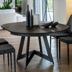 Viadurini Living Runde Tische-Runder Esstisch mit ausziehbarer Platte bis 180 cm Made in Italy - Muschio