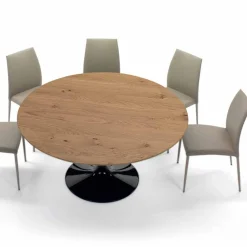 Viadurini Living Runde Tische-Runder Esstisch mit fein furnierter Platte, hergestellt in Italien – Dollars