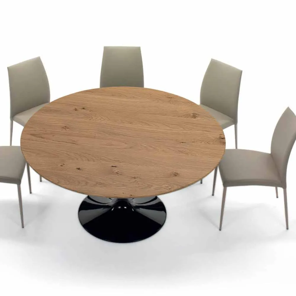 Viadurini Living Runde Tische-Runder Esstisch mit fein furnierter Platte, hergestellt in Italien – Dollars