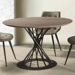 Viadurini Living Runde Tische-Runder Esstisch mit laminierter Holzplatte und Stahlsockel - Mileto