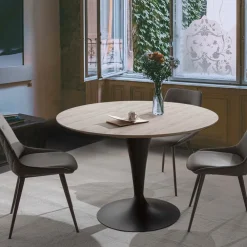 Viadurini Living Runde Tische-Runder Esstisch mit Platte aus Eichenholz - Moreno