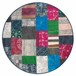 Viadurini Living Teppiche-Runder Ethno-Teppich aus farbigem Baumwollstoff - Faser