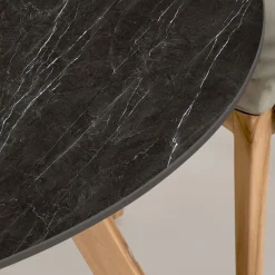 Viadurini in the Garden Gartentische Fest|Gartentische Aus Teakholz-Runder Gartentisch aus schwarzer Marquinia-Keramik Made in Italy - Pegaso