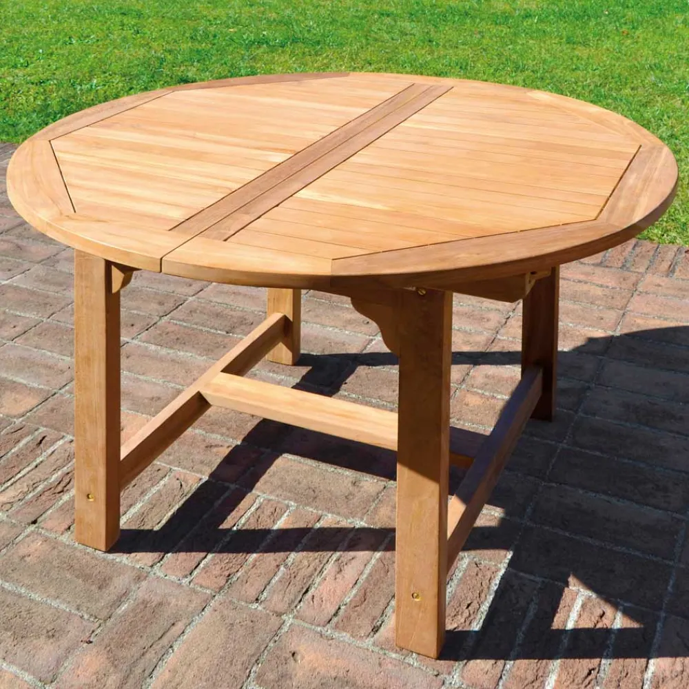 Viadurini in the Garden Gartentische Aus Teakholz|Ausziehbare Gartentische-Runder Gartentisch ausziehbar auf 170 cm aus Teakholz - Armonia