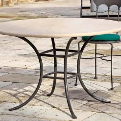 Viadurini in the Garden Gartentische Fest-Runder Gartentisch mit Travertinplatte Made in Italy - Schottland