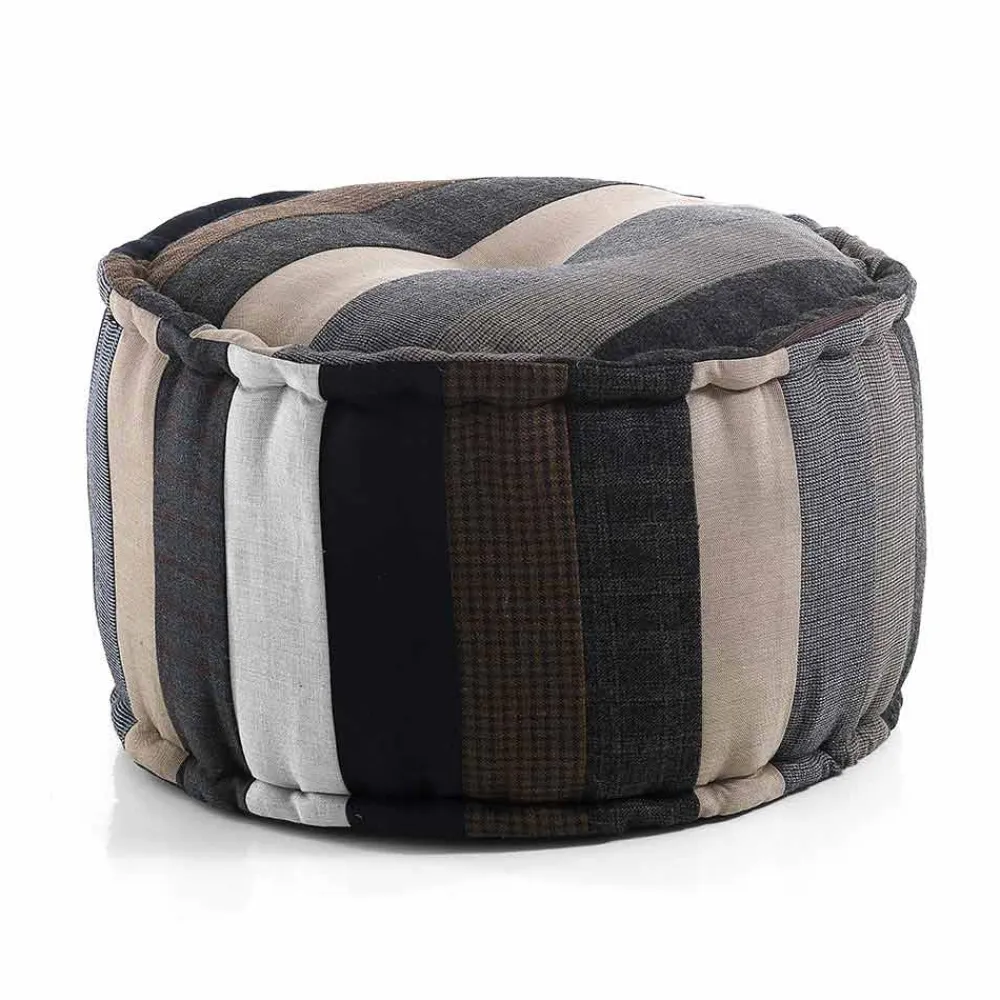 Viadurini Living Sitzsäcke|Sitzsäcke-Runder Hocker im Ethno - Design aus Patchwork - Stoff oder Samt - Faser