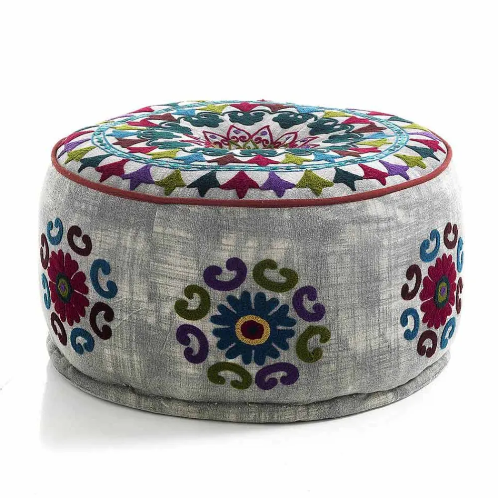 Viadurini Living Sitzsäcke|Sitzsäcke-Runder Hocker im Ethno - Design aus Patchwork - Stoff oder Samt - Faser