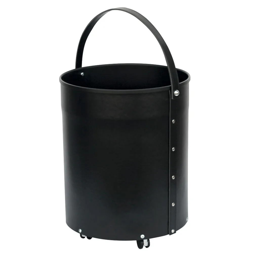 Viadurini Fire Design Kaminholzständer Aus Leder Und Kunstleder-Runder Holzscheithalter aus Öko-Leder mit Rädern, hergestellt in Italien – Chamäleon