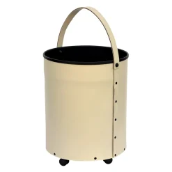 Viadurini Fire Design Kaminholzständer Aus Leder Und Kunstleder-Runder Holzscheithalter aus Öko-Leder mit Rädern, hergestellt in Italien – Chamäleon