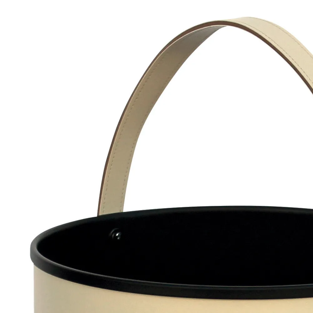 Viadurini Fire Design Kaminholzständer Aus Leder Und Kunstleder-Runder Holzscheithalter aus Öko-Leder mit Rädern, hergestellt in Italien – Chamäleon