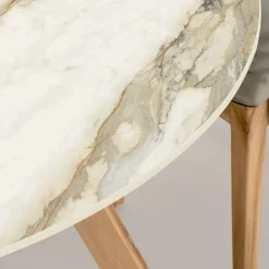 Viadurini in the Garden Gartentische Fest|Gartentische Aus Teakholz-Runder Keramiktisch für den Außenbereich Calacatta Hermitage Made in Italy - Pegaso