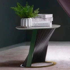 Viadurini Living Moderne Couchtische-Runder Luxus-Couchtisch aus Gres und Esche Made in Italy - Bering