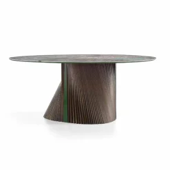 Viadurini Living Runde Tische|Esstische-Runder Luxus-Esstisch aus poliertem Steinzeug und Holz Made in Italy - Madame