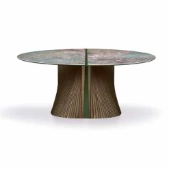 Viadurini Living Runde Tische|Esstische-Runder Luxus-Esstisch aus poliertem Steinzeug und Holz Made in Italy - Madame