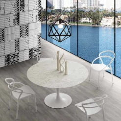 Viadurini Esstische-Runder Marmortisch in Carraraweiß ø120 cm Rimini