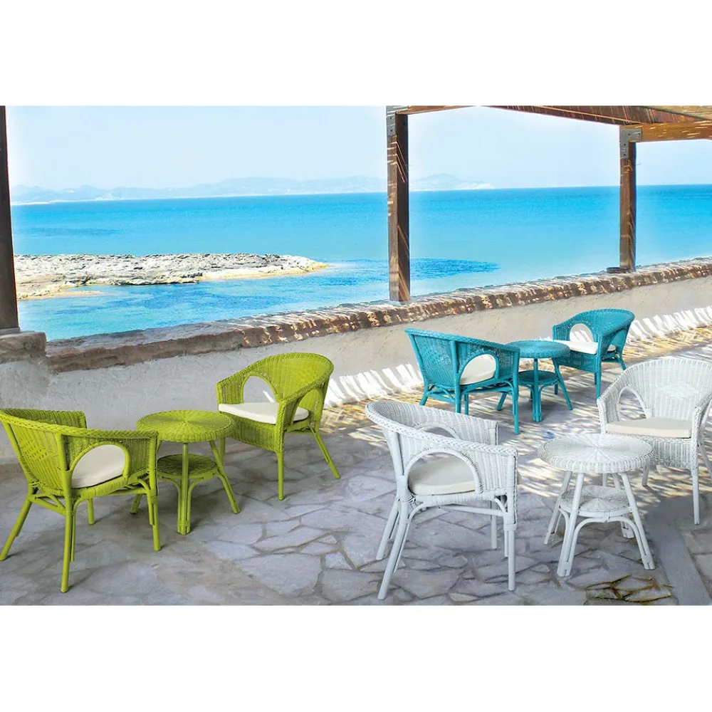 Viadurini in the Garden Garten Beistelltisch-Runder Rattan Garden Couchtisch, Durchmesser 52 cm - Favolizia