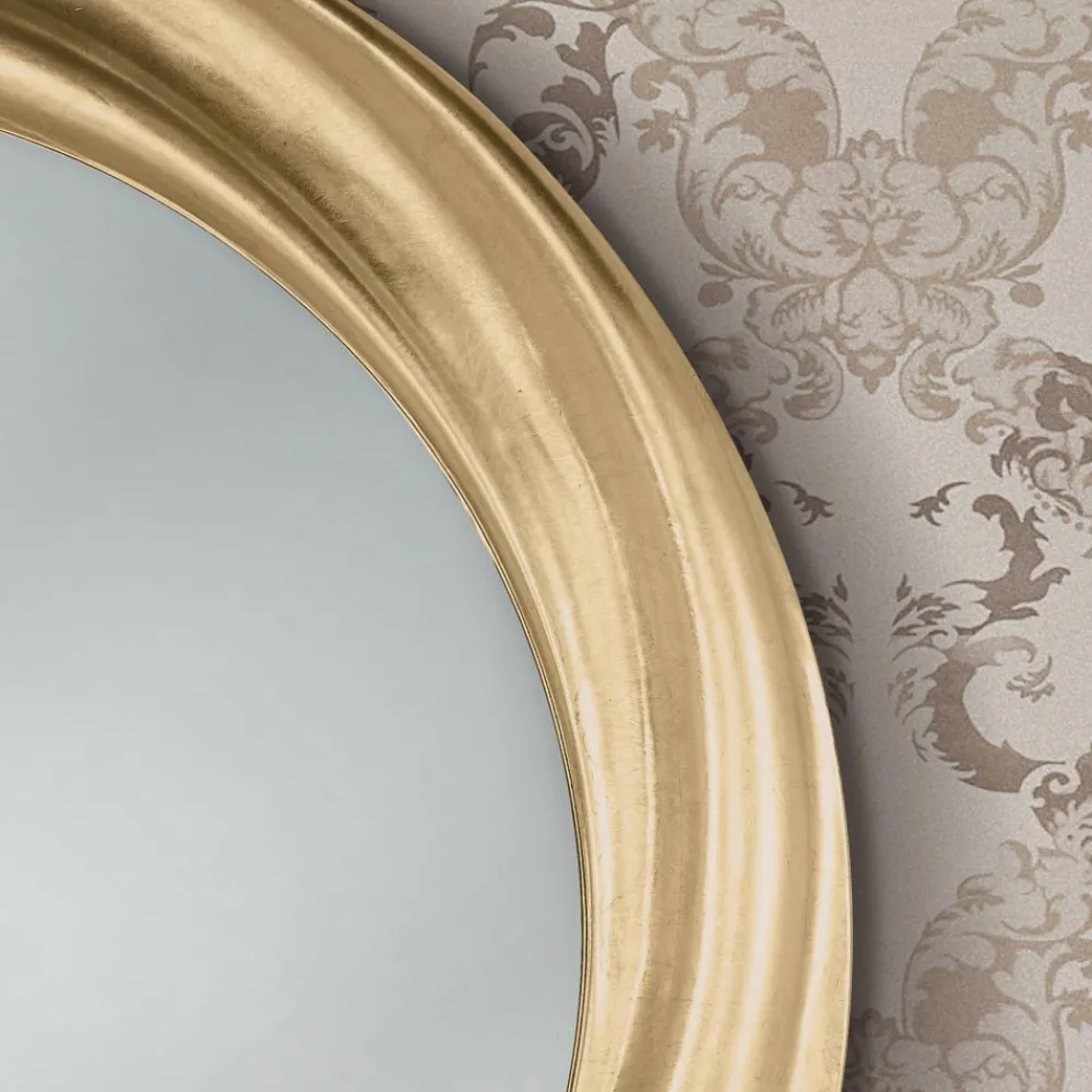 Viadurini Classic Wandspiegel-Runder Spiegel mit luxuriösem goldenem Holzrahmen Made in Italy - Adelin