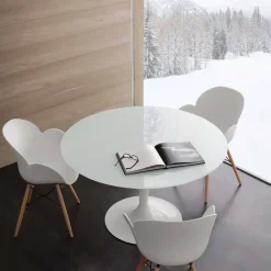 Viadurini Living Runde Tische-Runder Tisch aus Glas extraklar und Stahl in modernem Design Aurora