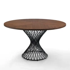 Viadurini Living Runde Tische-Runder Tisch aus Metall und furniertem MDF – Lanthan