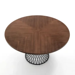 Viadurini Living Runde Tische-Runder Tisch aus Metall und furniertem MDF – Lanthan