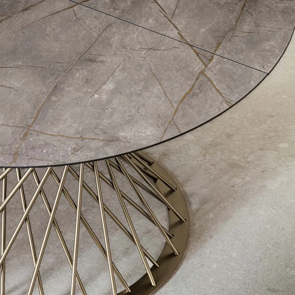 Viadurini Living Runde Tische-Runder Tisch ausziehbar auf 170 cm aus Metall und HPL - Sorriso