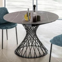 Viadurini Living Runde Tische-Runder Tisch ausziehbar auf 170 cm aus Metall und HPL - Sorriso