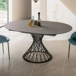 Viadurini Living Runde Tische-Runder Tisch ausziehbar auf 170 cm aus Metall und HPL - Sorriso