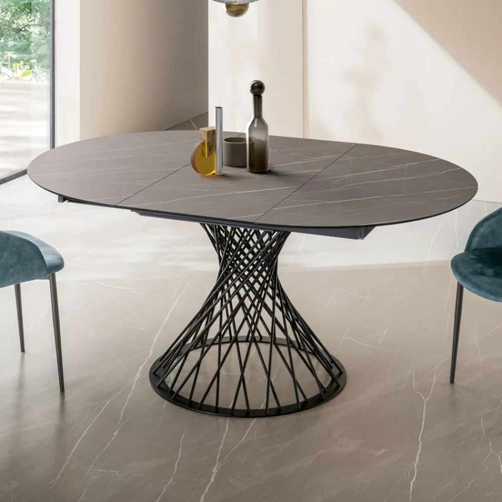 Viadurini Living Runde Tische-Runder Tisch ausziehbar auf 170 cm aus Metall und HPL - Sorriso