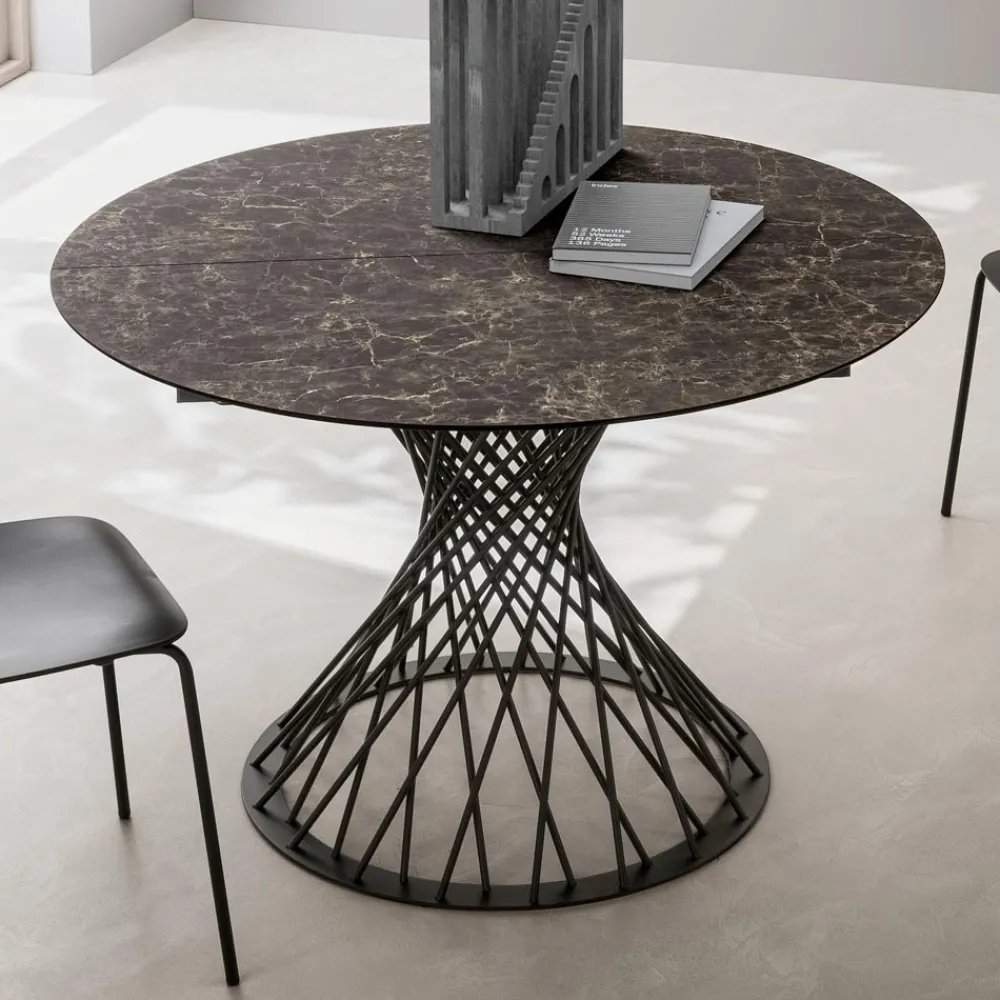 Viadurini Living Runde Tische-Runder Tisch ausziehbar auf 170 cm aus Metall und HPL - Sorriso