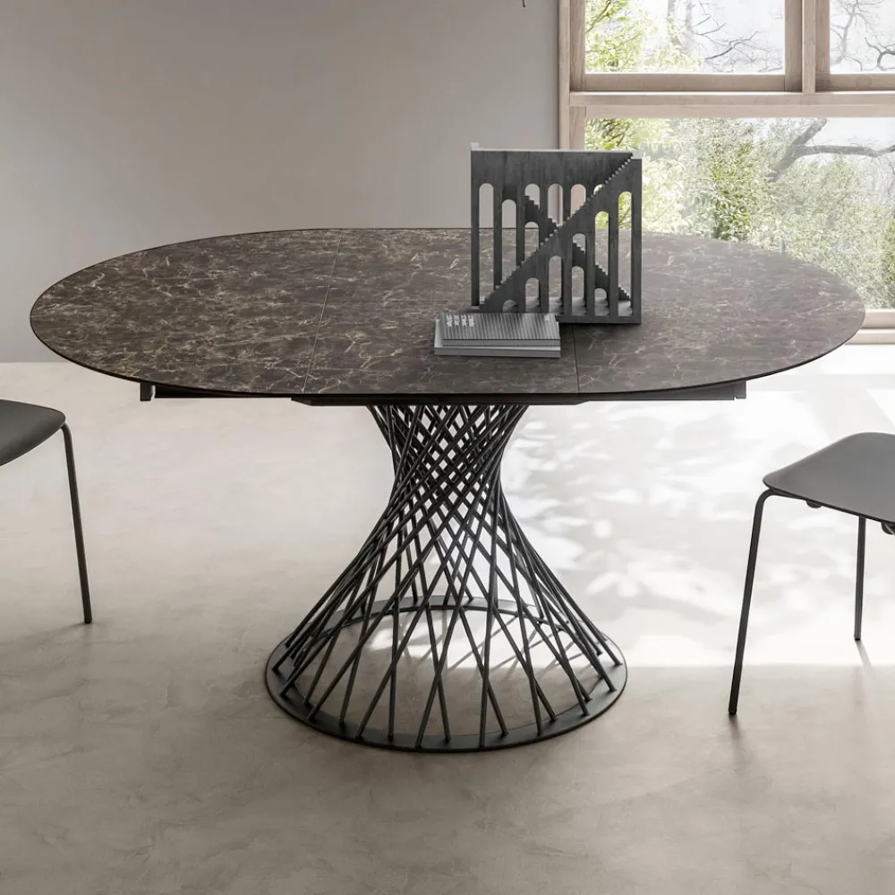 Viadurini Living Runde Tische-Runder Tisch ausziehbar auf 170 cm aus Metall und HPL - Sorriso