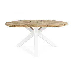 Viadurini in the Garden Gartentische Aus Teakholz-Runder Tisch im Freien aus Teakholz mit Aluminiumbasis, Homemotion - Selenia