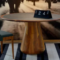 Viadurini Living Esstische Nach Mass|Runde Tische-Runder Tisch mit Tischplatte, massives natürliches Nussholz, Carlo