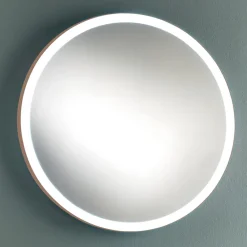 Viadurini Bathroom Wandspiegel-Runder Wand-Badezimmerspiegel mit kupfernem Metallrahmen und LED-Licht - Minolo