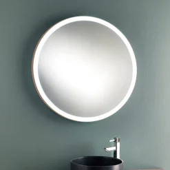 Viadurini Bathroom Wandspiegel-Runder Wand-Badezimmerspiegel mit kupfernem Metallrahmen und LED-Licht - Minolo